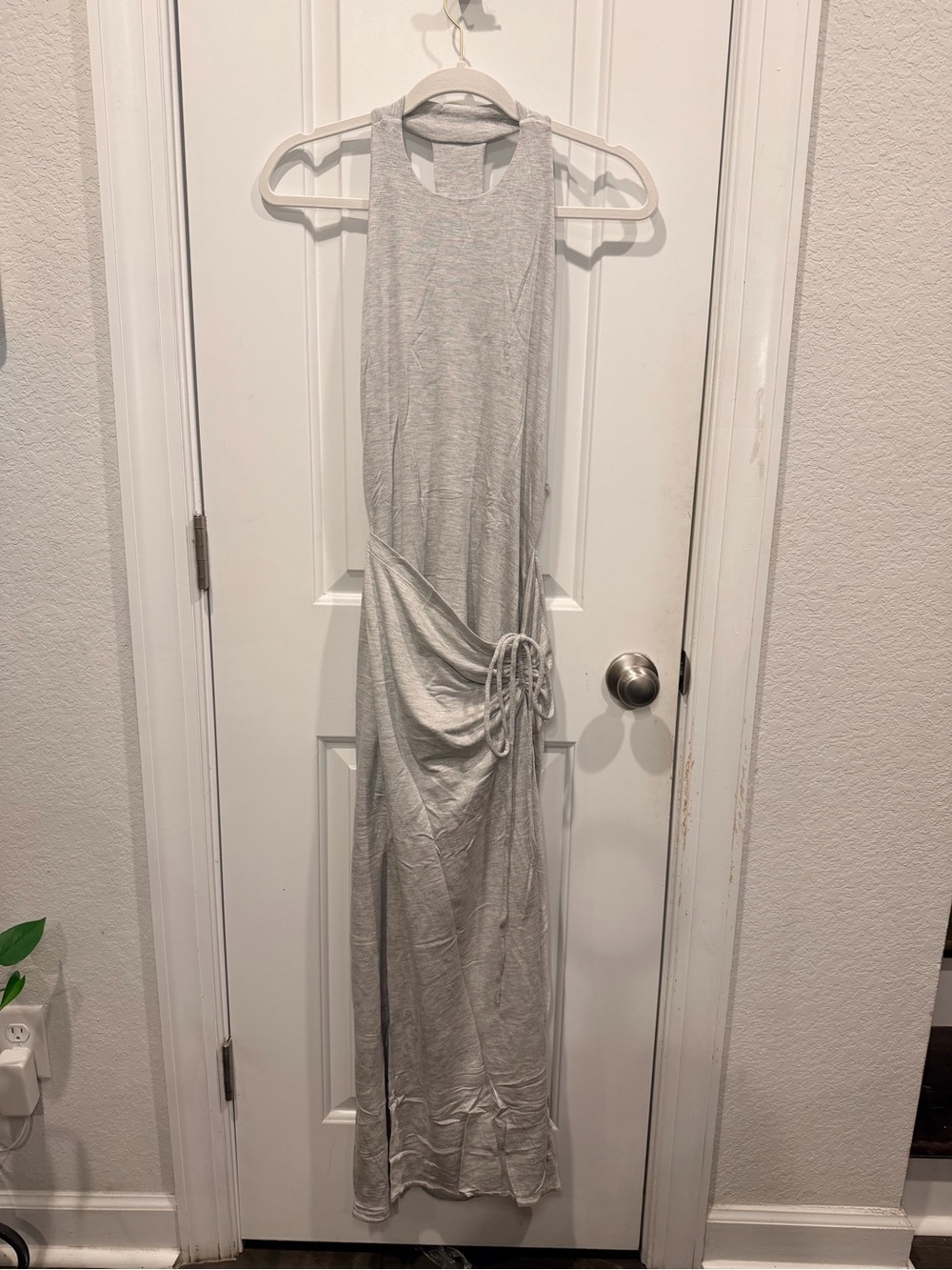Intimately Free by Free People Light Gray Racerback Maxi Dress with Side Ruching